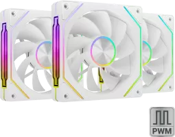 Photo de Lot de 3 Ventilateurs boitier Mars Gaming MF-LinkFinity 2 Reverse RGB - 12cm (Blanc)