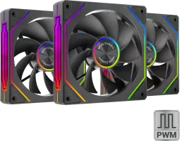 Photo de Lot de 3 Ventilateurs boitier Mars Gaming MF-LinkFinity 2 Reverse RGB - 12cm (Noir)