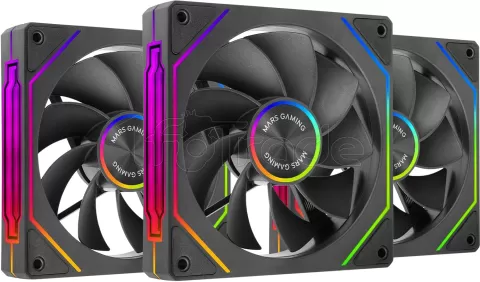Photo de Lot de 3 Ventilateurs boitier Mars Gaming MF-LinkFinity 2 Reverse RGB - 12cm (Noir)