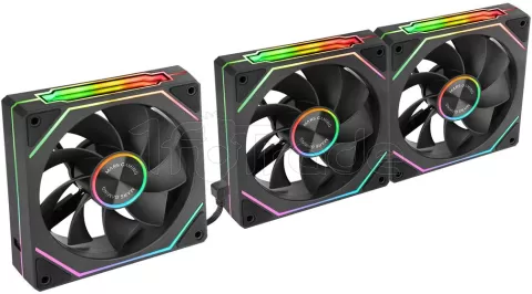 Photo de Lot de 3 Ventilateurs boitier Mars Gaming MF-LinkFinity 2 Reverse RGB - 12cm (Noir)