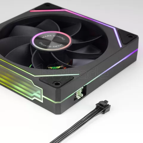 Photo de Lot de 3 Ventilateurs boitier Mars Gaming MF-LinkFinity 2 Reverse RGB - 12cm (Noir)