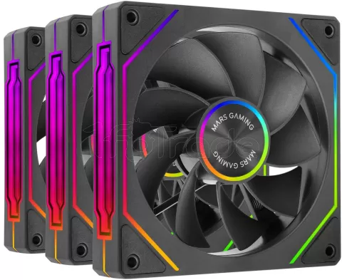 Photo de Lot de 3 Ventilateurs boitier Mars Gaming MF-LinkFinity 2 Reverse RGB - 12cm (Noir)