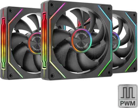 Photo de Lot de 3 Ventilateurs boitier Mars Gaming MF-LinkFinity 2 RGB - 12cm (Noir)