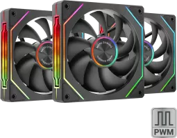 Photo de Lot de 3 Ventilateurs boitier Mars Gaming MF-LinkFinity 2 RGB - 12cm (Noir)