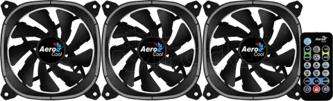 Photo de Lot de 3 Ventilateurs de boitier AeroCool Astro 12 Pro RGB 12cm (Noir)