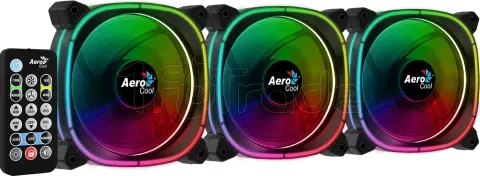 Photo de Lot de 3 Ventilateurs de boitier AeroCool Astro 12 Pro RGB 12cm (Noir)