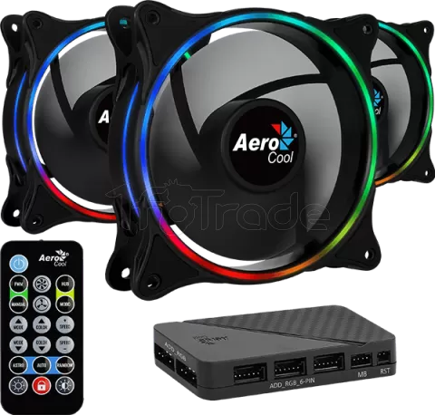 Photo de Lot de 3 Ventilateurs de boitier AeroCool Eclipse 12 Pro RGB 12cm (Noir)