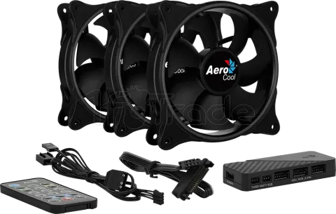 Photo de Lot de 3 Ventilateurs de boitier AeroCool Eclipse 12 Pro RGB 12cm (Noir)