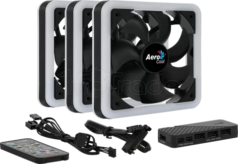 Photo de Lot de 3 Ventilateurs de boitier AeroCool Edge 14 Pro RGB 14cm (Noir)