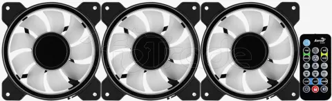 Photo de Lot de 3 Ventilateurs de boitier Aerocool Mirage Pro RGB 12cm (Noir) avec hub et télécommande