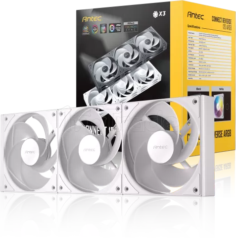 Photo de Lot de 3 Ventilateurs de boitier Antec Connect Reverse - 12cm (Blanc)