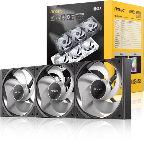 Photo de Lot de 3 Ventilateurs de boitier Antec Connect Reverse - 12cm (Noir)