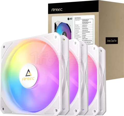 Photo de Lot de 3 Ventilateurs de boitier Antec P12 RGB - 12cm (Blanc)