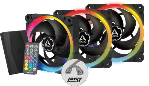 Photo de Lot de 3 Ventilateurs de boitier Arctic BioniX P120 RGB - 12cm (Noir)