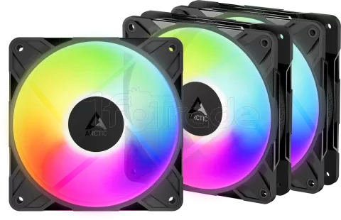 Photo de Lot de 3 Ventilateurs de boitier Arctic P12 Pro Reverse RGB - 12cm (Noir)