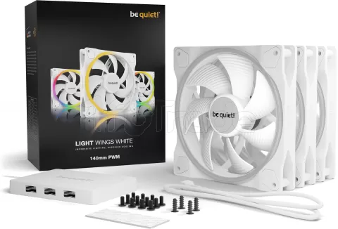 Photo de Lot de 3 Ventilateurs de boitier Be Quiet Light Wings High Speed RGB - 14cm (Blanc)