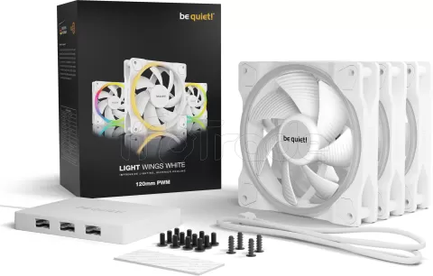 Photo de Lot de 3 Ventilateurs de boitier Be Quiet Light Wings RGB - 12cm (Blanc)