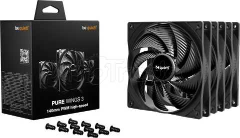 Photo de Lot de 3 Ventilateurs de boitier be quiet! Pure Wings 3 Haute Vitesse PWM - 14cm (Noir)