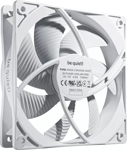 Photo de Lot de 3 Ventilateurs de boitier be quiet! Pure Wings 3 PWM Reverse - 12cm (Blanc)