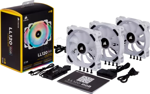 Photo de Lot de 3 Ventilateurs de boitier Corsair Dual Light Loop LL120 RGB - 12cm (Blanc)