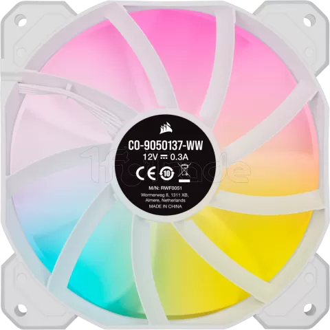 Photo de Lot de 3 Ventilateurs de boitier Corsair iCue SP120 Elite Performance PWM RGB - 12cm (Blanc)