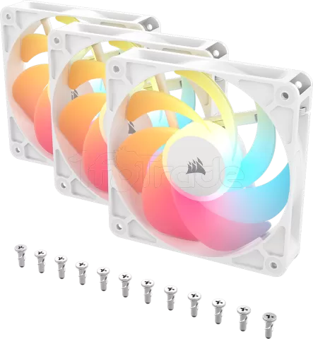 Photo de Lot de 3 Ventilateurs de boitier Corsair RS Reverse RGB - 12cm (Blanc)