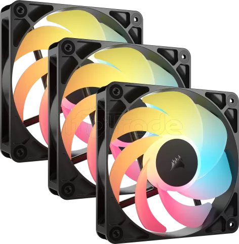 Photo de Lot de 3 Ventilateurs de boitier Corsair RS Reverse RGB - 12cm (Noir)