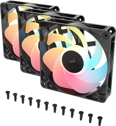 Photo de Lot de 3 Ventilateurs de boitier Corsair RS Reverse RGB - 12cm (Noir)