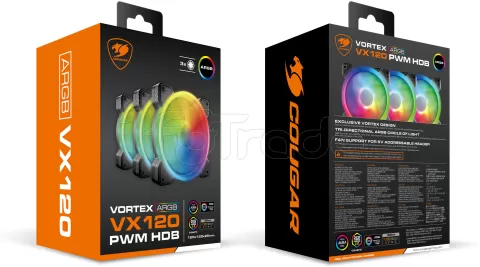 Photo de Lot de 3 Ventilateurs de boitier Cougar Vortex VX RGB 12cm (Noir)