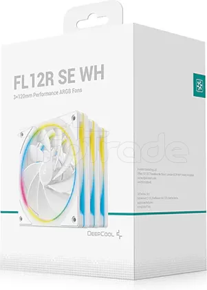 Photo de Lot de 3 Ventilateurs de boitier Deepcool FL12 SE Reverse RGB - 12cm (Blanc)