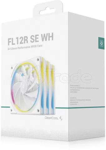 Photo de Lot de 3 Ventilateurs de boitier Deepcool FL12 SE Reverse RGB - 12cm (Blanc)