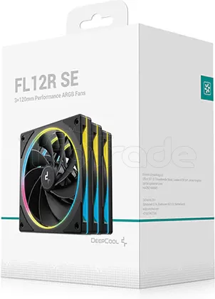 Photo de Lot de 3 Ventilateurs de boitier Deepcool FL12 SE Reverse RGB - 12cm (Noir)