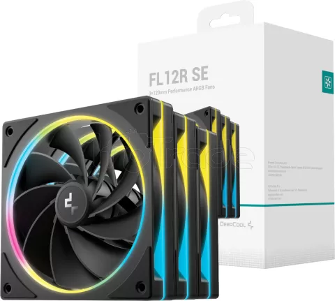 Photo de Lot de 3 Ventilateurs de boitier Deepcool FL12 SE Reverse RGB - 12cm (Noir)