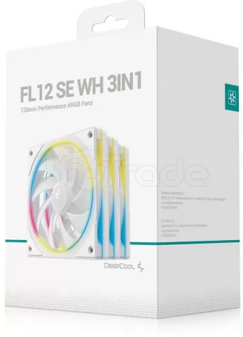 Photo de Lot de 3 Ventilateurs de boitier Deepcool FL12 SE RGB - 12cm (Blanc)