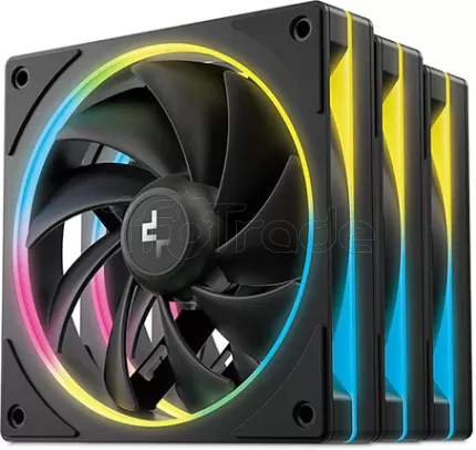 Photo de Lot de 3 Ventilateurs de boitier Deepcool FL12 SE RGB - 12cm (Noir)