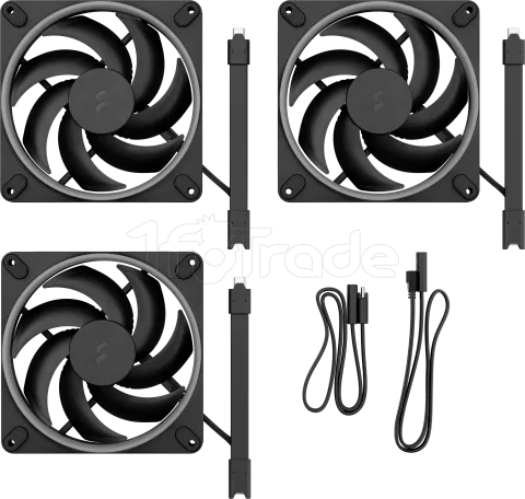 Photo de Lot de 3 Ventilateurs de boitier Fractal Design Momentum RGB - 14cm (Noir)