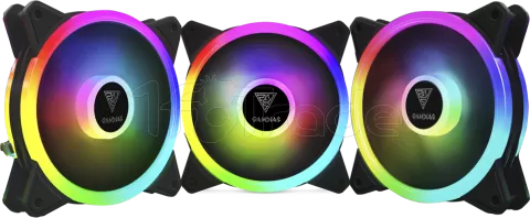 Photo de Lot de 3 Ventilateurs de boitier Gamdias Aeolus M2 Lite RGB 12cm (Noir)