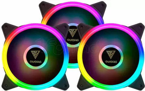 Photo de Lot de 3 Ventilateurs de boitier Gamdias Aeolus M2 Lite RGB 12cm (Noir)