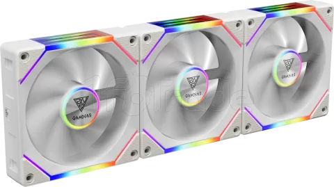 Photo de Lot de 3 Ventilateurs de boitier Gamdias Aeolus P2 RGB - 12cm (Blanc)