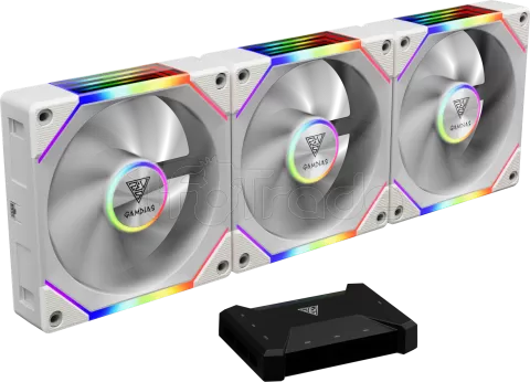Photo de Lot de 3 Ventilateurs de boitier Gamdias Aeolus P2-U RGB - 12cm (Blanc)