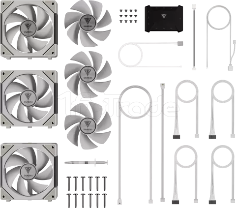 Photo de Lot de 3 Ventilateurs de boitier Gamdias Aeolus P2-U RGB - 12cm (Blanc)