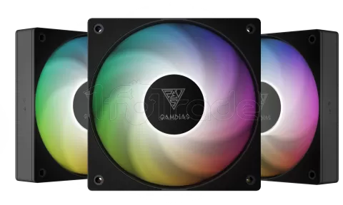 Photo de Lot de 3 Ventilateurs de boitier Gamdias Notus M1 RGB - 12cm (Noir)