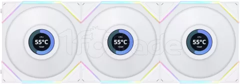 Photo de Lot de 3 Ventilateurs de boitier Lian Li Uni Fan TL LCD Reverse RGB - 12cm (Blanc)