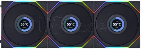 Photo de Lot de 3 Ventilateurs de boitier Lian Li Uni Fan TL LCD Reverse RGB - 12cm (Noir)