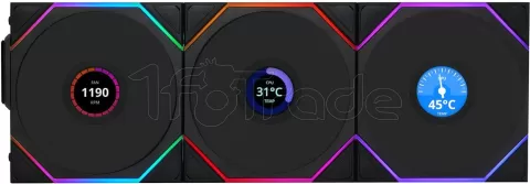 Photo de Lot de 3 Ventilateurs de boitier Lian Li Uni Fan TL Wireless LCD Reverse RGB - 12cm (Noir)