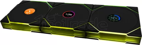 Photo de Lot de 3 Ventilateurs de boitier Lian Li Uni Fan TL Wireless LCD Reverse RGB - 12cm (Noir)