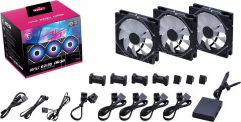 Photo de Lot de 3 Ventilateurs de boitier MSI MPG EZ120 RGB - 12cm (Noir)
