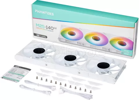 Photo de Lot de 3 Ventilateurs de boitier Phanteks M25 Gen2 Reverse RGB - 14cm (Blanc)