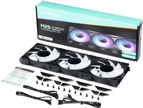 Photo de Lot de 3 Ventilateurs de boitier Phanteks M25 Gen2 RGB - 12cm (Noir)