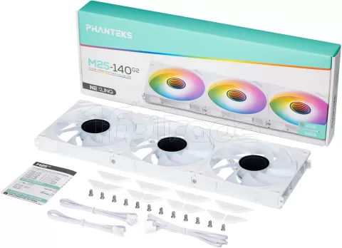 Photo de Lot de 3 Ventilateurs de boitier Phanteks M25 Gen2 RGB - 14cm (Blanc)